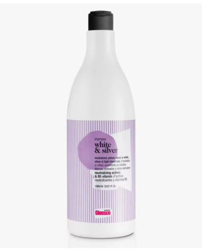 Champú para matizar rubios | Glossco Professional, White and Silver Shampoo, Champú Matizador para Cabellos Blancos, Decolora...