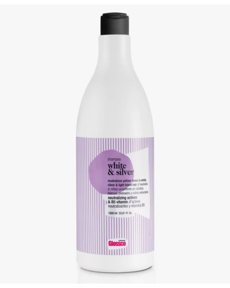 Champú para matizar rubios | Glossco Professional, White and Silver Shampoo, Champú Matizador para Cabellos Blancos, Decolora...